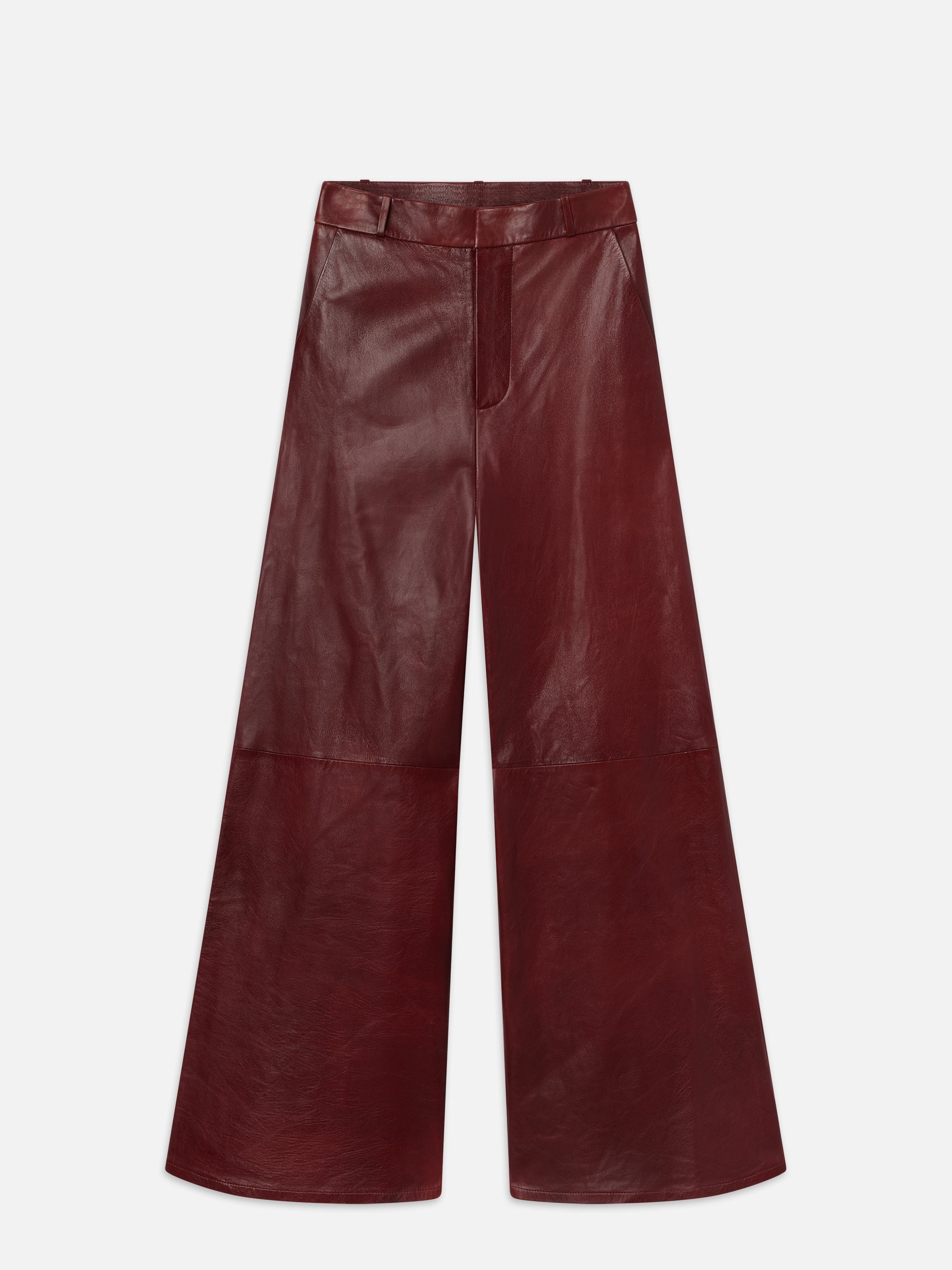 The Wide Leather Trouser in Syrah Red - 1