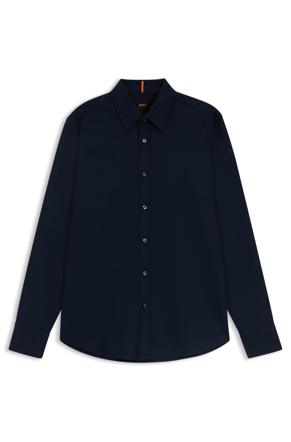 REGULAR-FIT SHIRT IN STRUCTURED DOBBY COTTON - 1