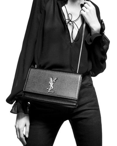 SAINT LAURENT kate medium chain bag in grain de poudre embossed leather outlook