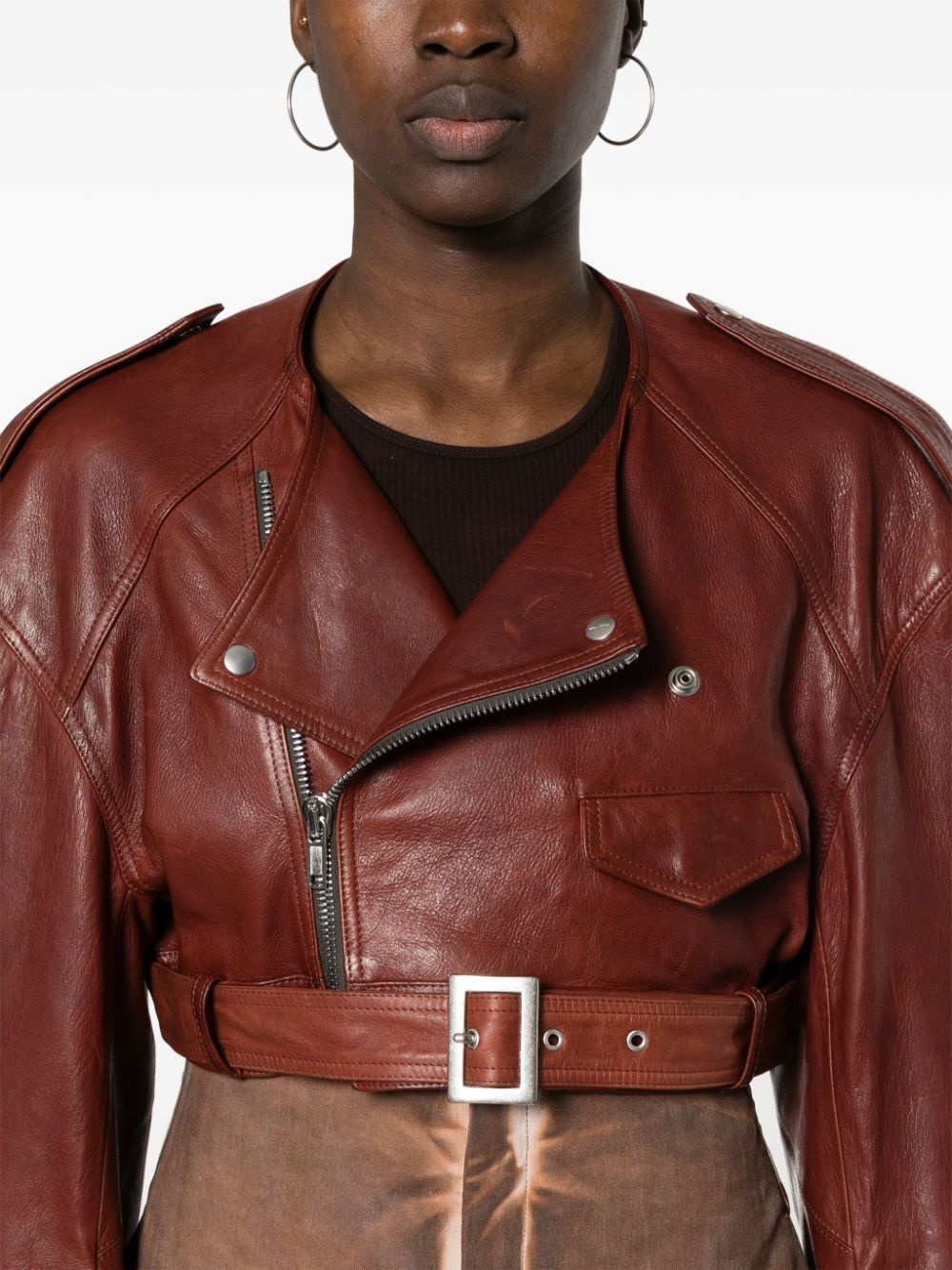 Micro Biker cropped jacket - 5