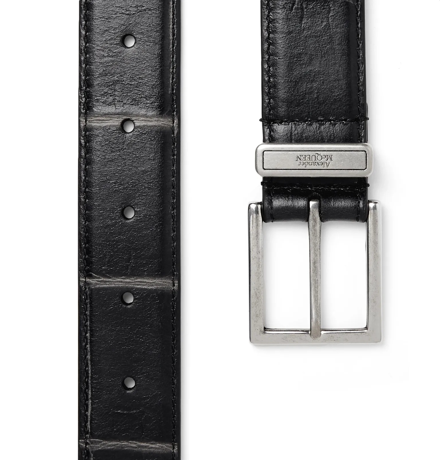 3cm Croc-Effect Leather Belt - 3