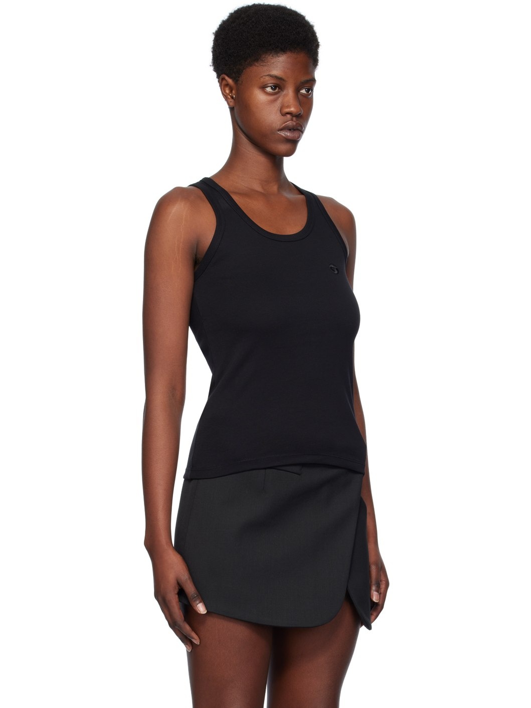 Black Embroidered Tank Top - 4