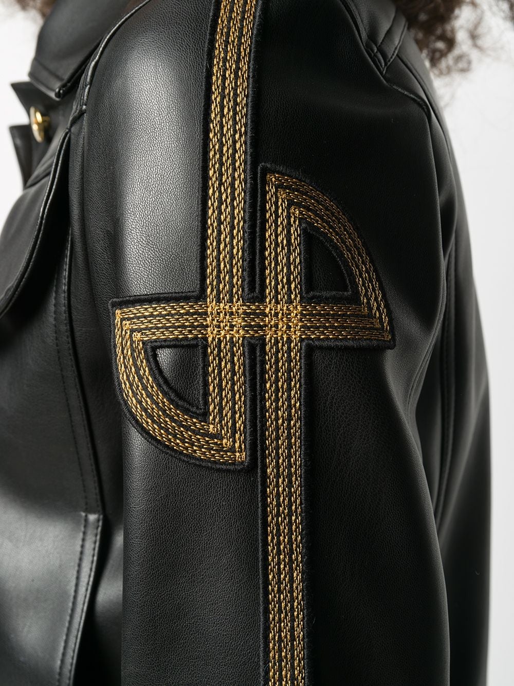 cropped leather-look jacket - 5
