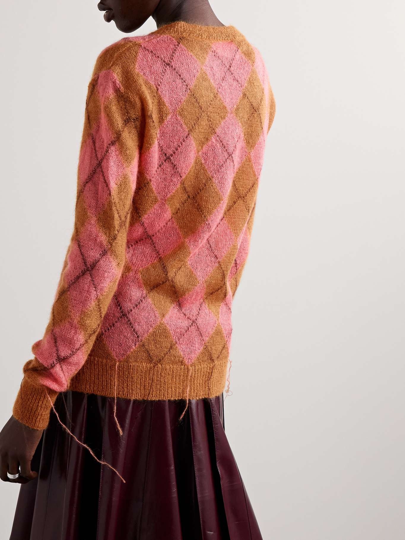 Fringed argyle jacquard-knit mohair-blend sweater - 3