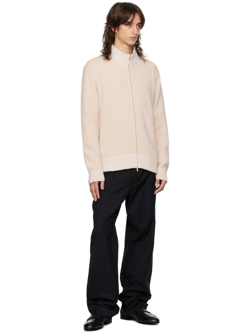 LARDINI Off-White Ribbed Zip Sweater outlook