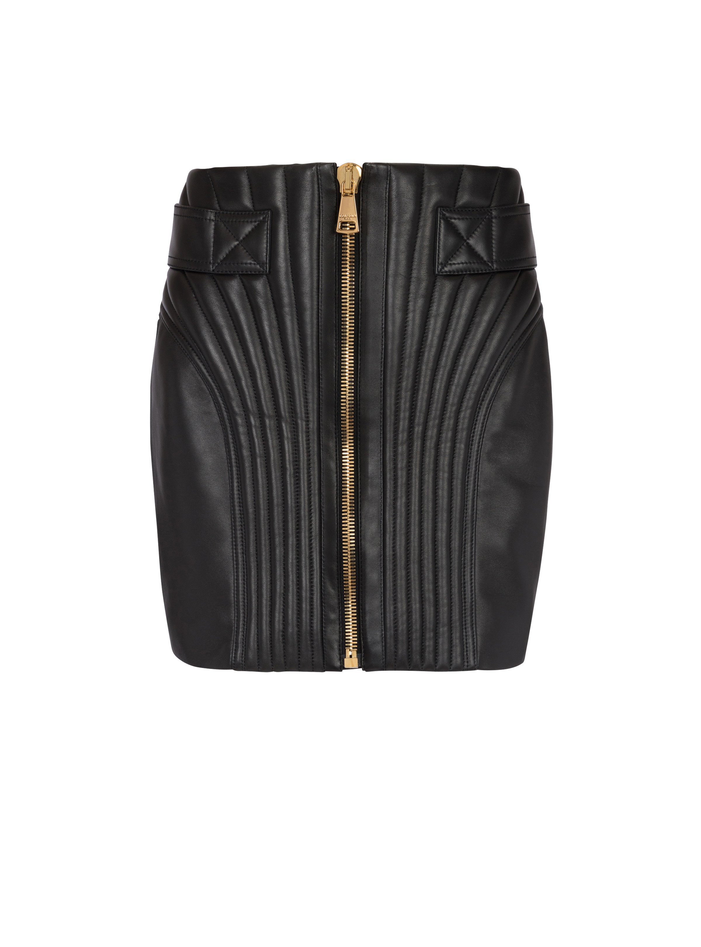 Short quilted leather skirt - 1
