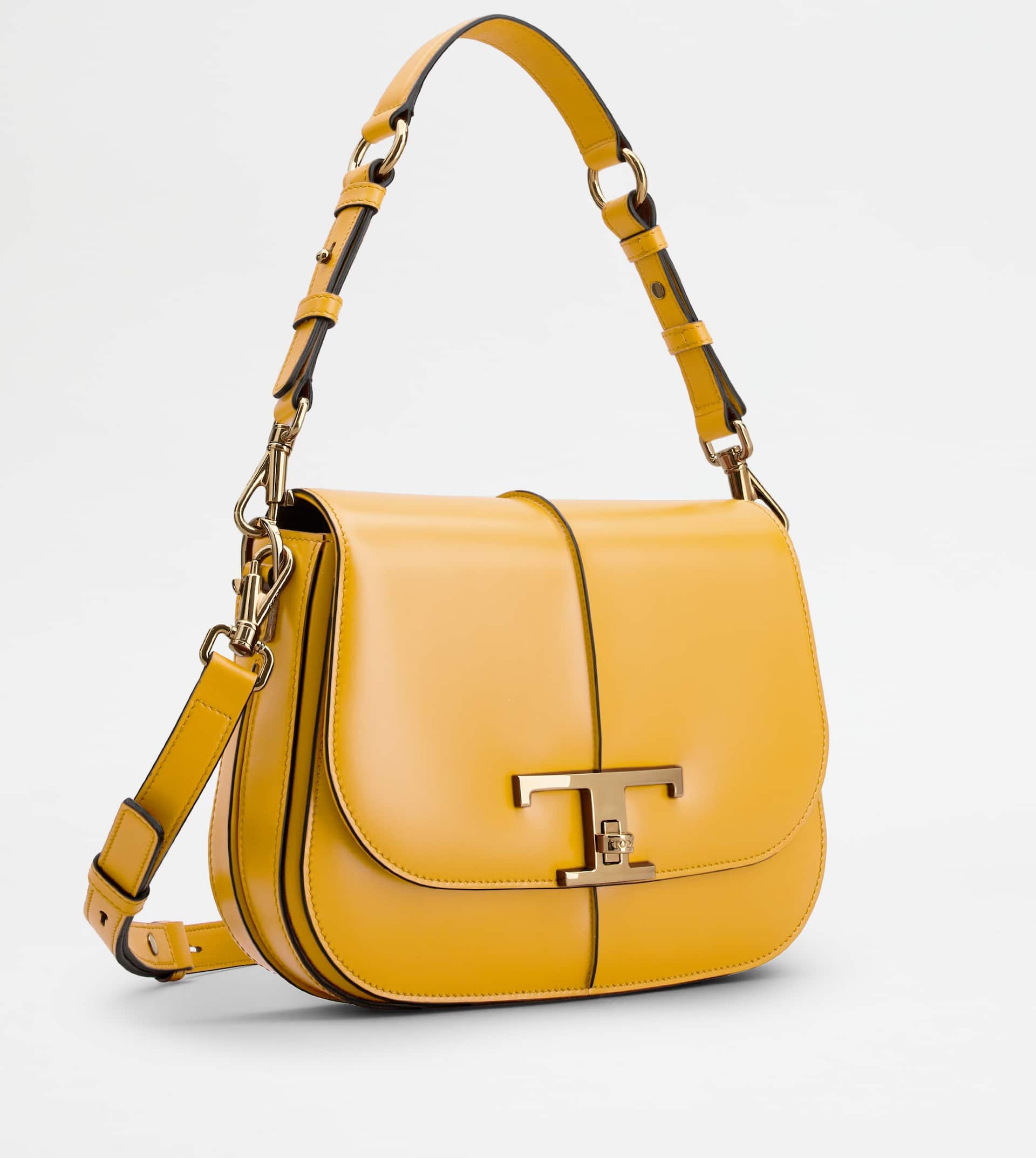 T TIMELESS SHOULDER BAG IN LEATHER MINI - YELLOW - 4