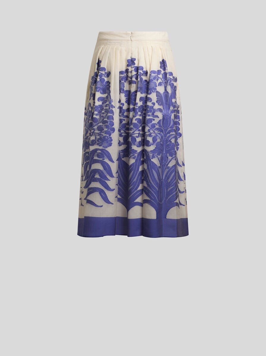 VOILE JACQUARD MIDI SKIRT WITH FLORAL MOTIF - 2