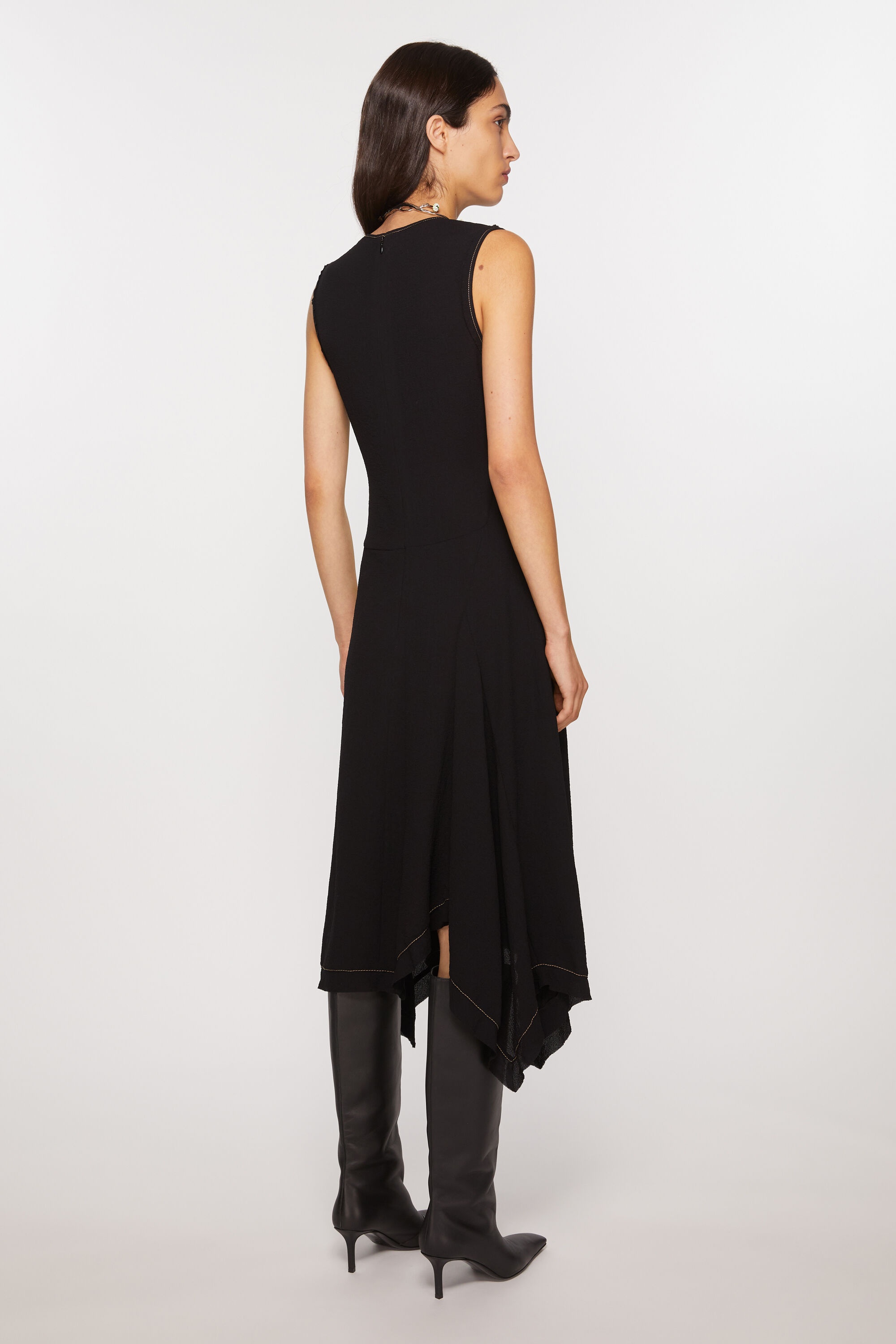 Print sleeveless dress - Black - 4