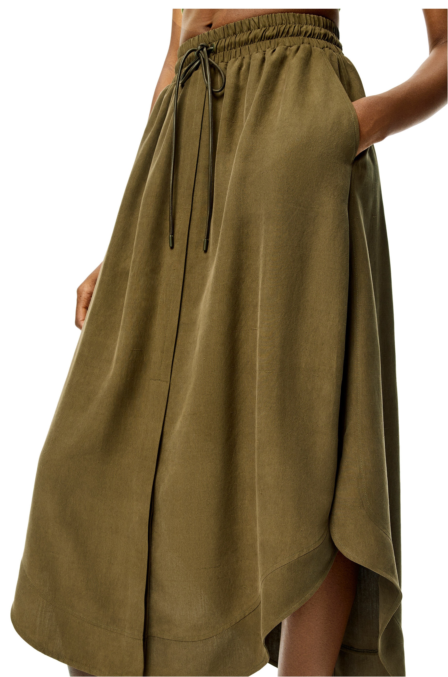 Elasticated midi skirt in silk - 5