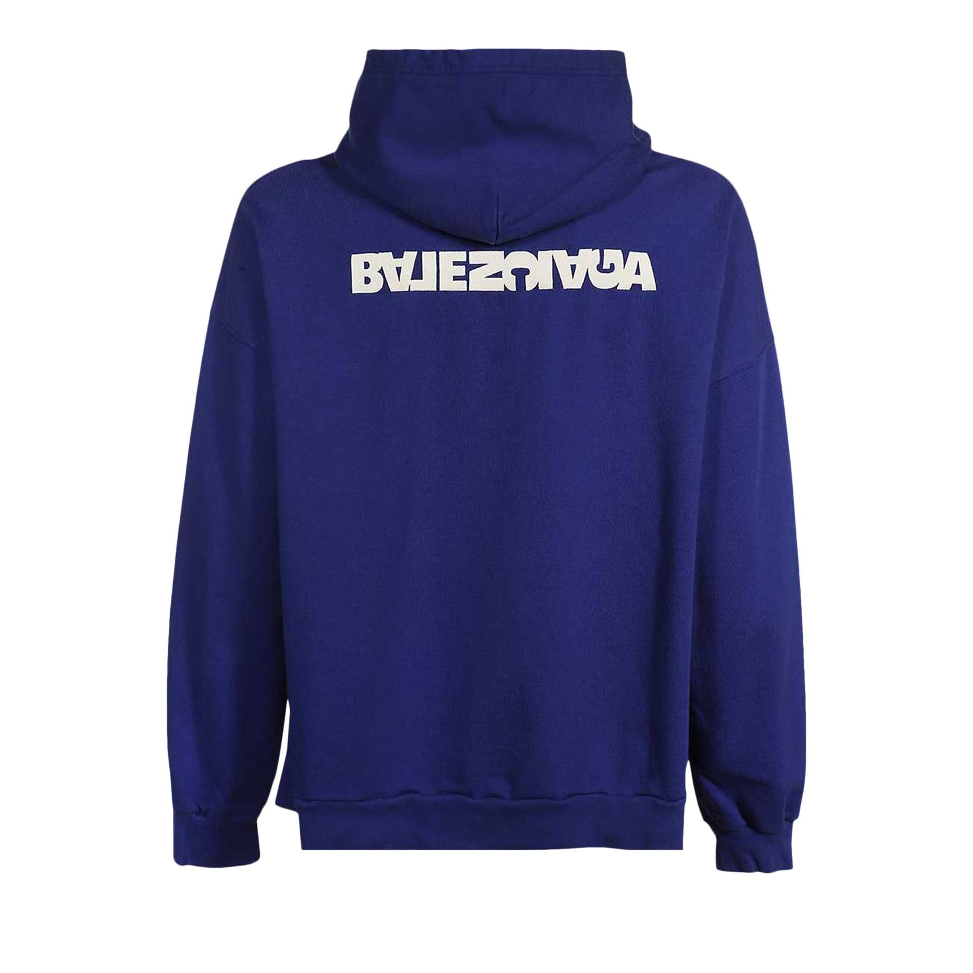 Balenciaga Reverse Back Logo Hoodie 'Indigo/Dirty White' - 2