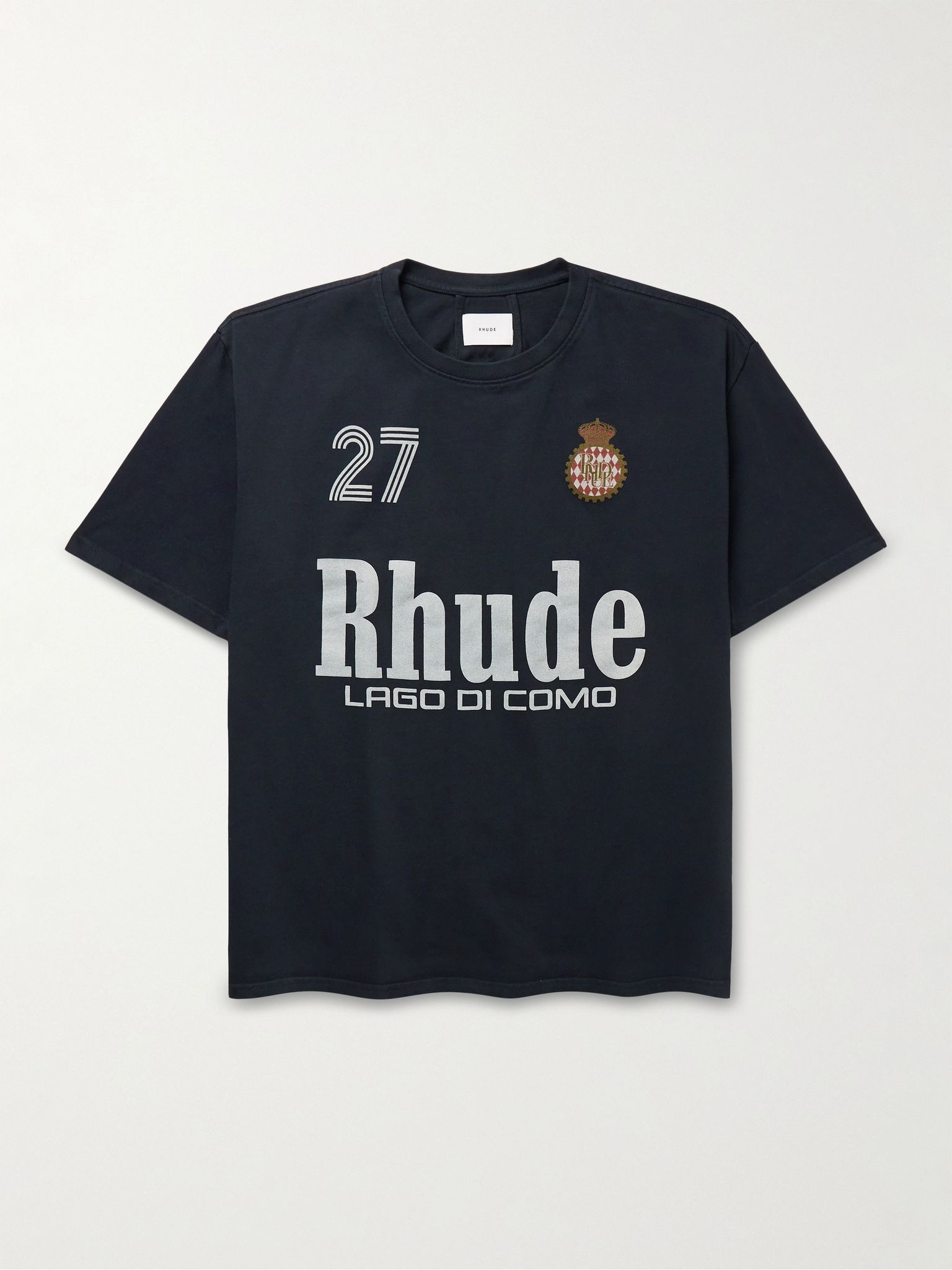 Racing Crest Logo-Print Cotton-Jersey T-Shirt Black - 1