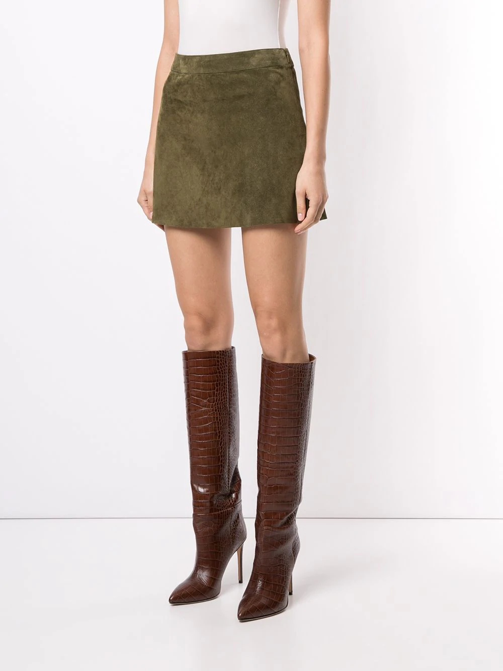 suede trapeze mini skirt - 3