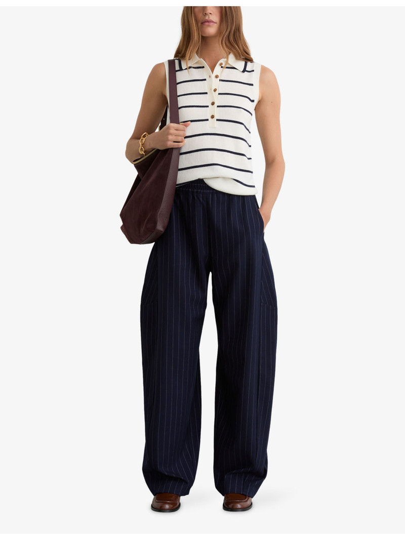 REISS Sarah Stripe-Print Wool and Cashmere Polo Vest outlook