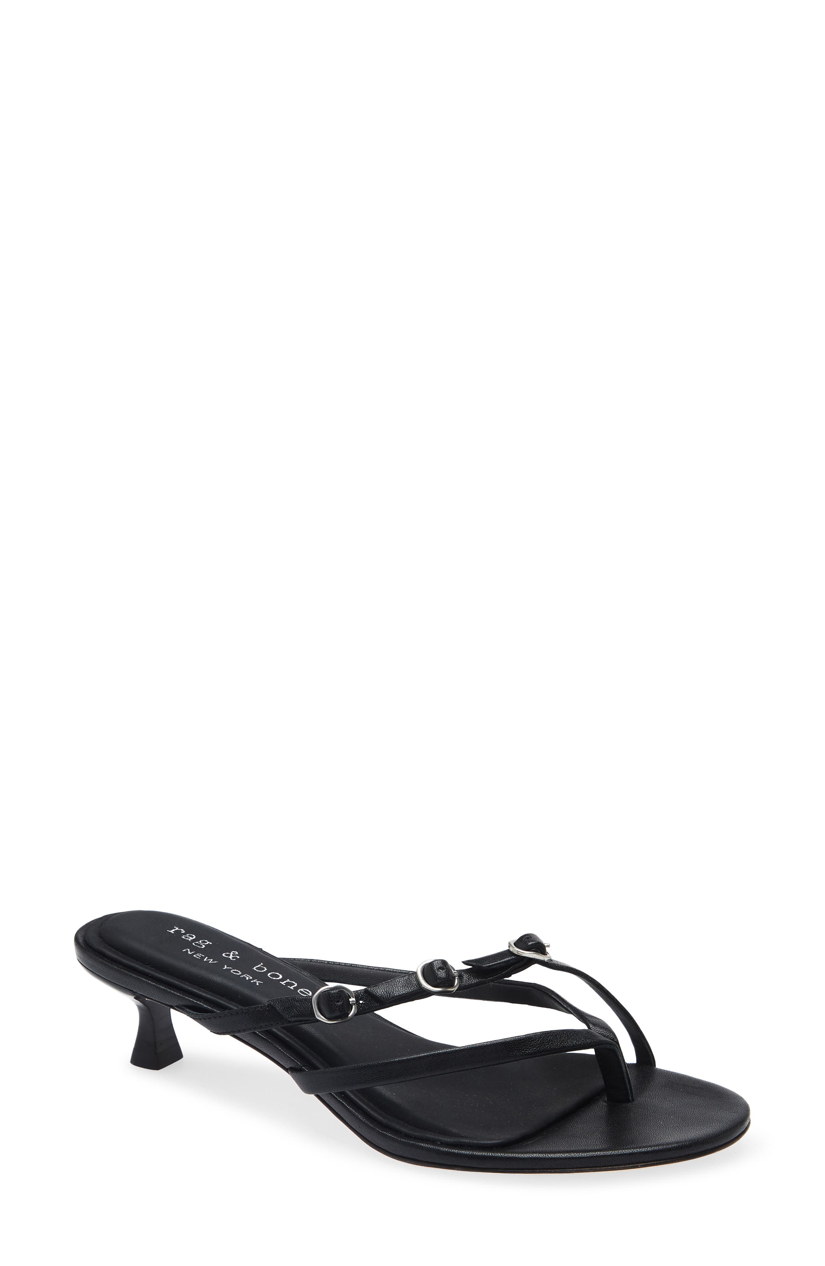 rag & bone Sammie Buckle Kitten Heel Slide Sandal in Black at Nordstrom - 1