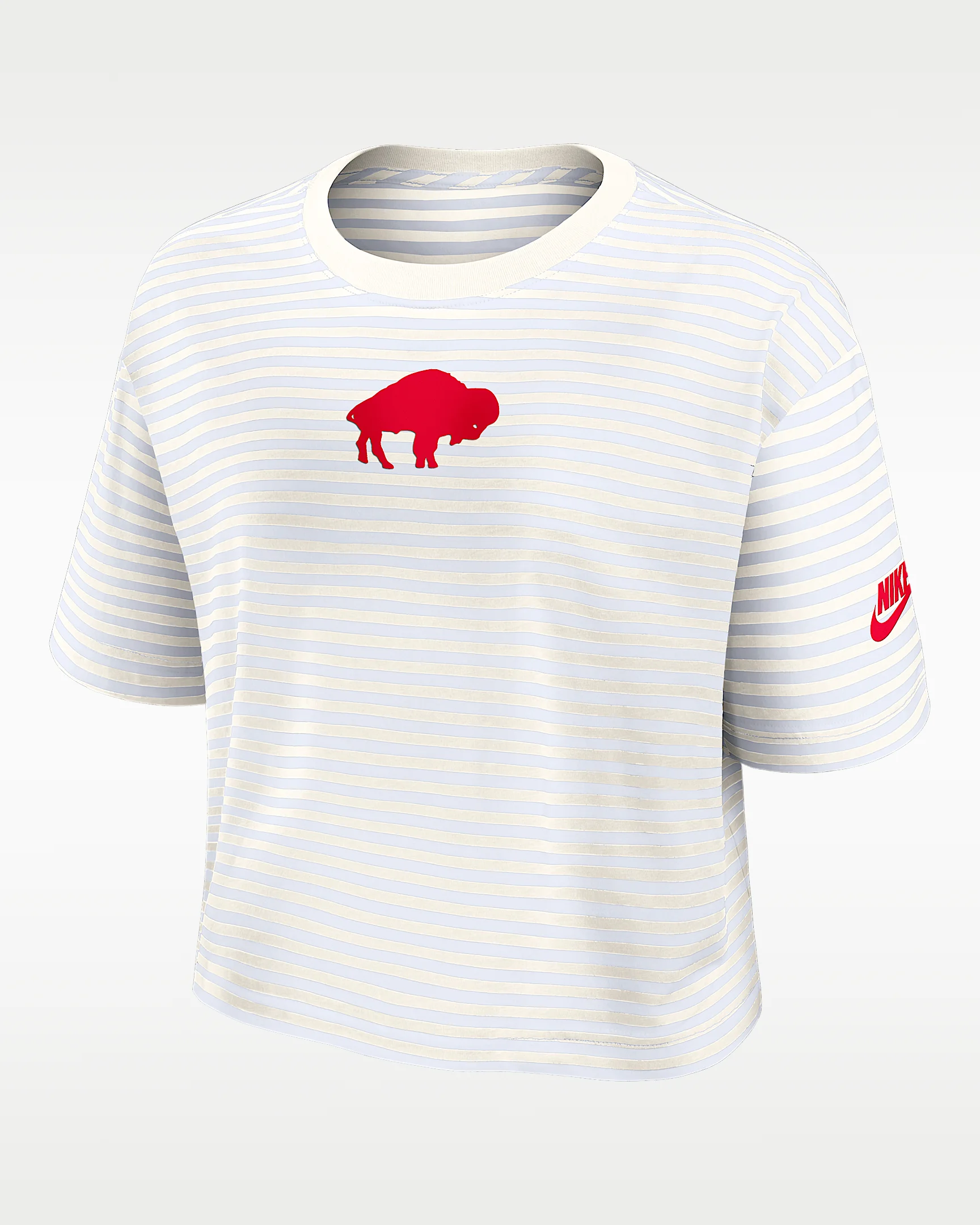 Buffalo Bills Striped Women's Nike NFL Cropped T-Shirt - 1