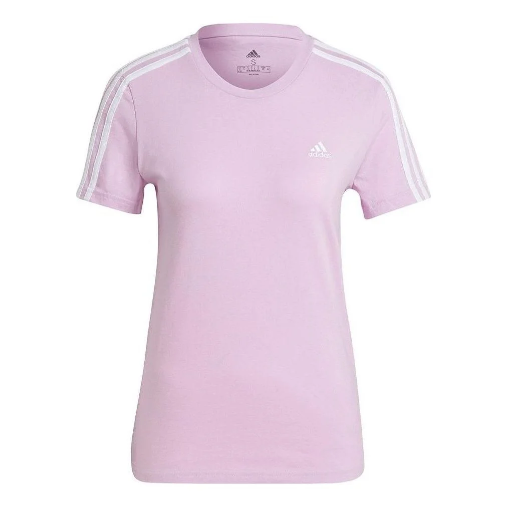 (WMNS) adidas Essentials Slim 3-Stripes T-Shirt Asia Sizing 'Purple White' GL0790 - 1