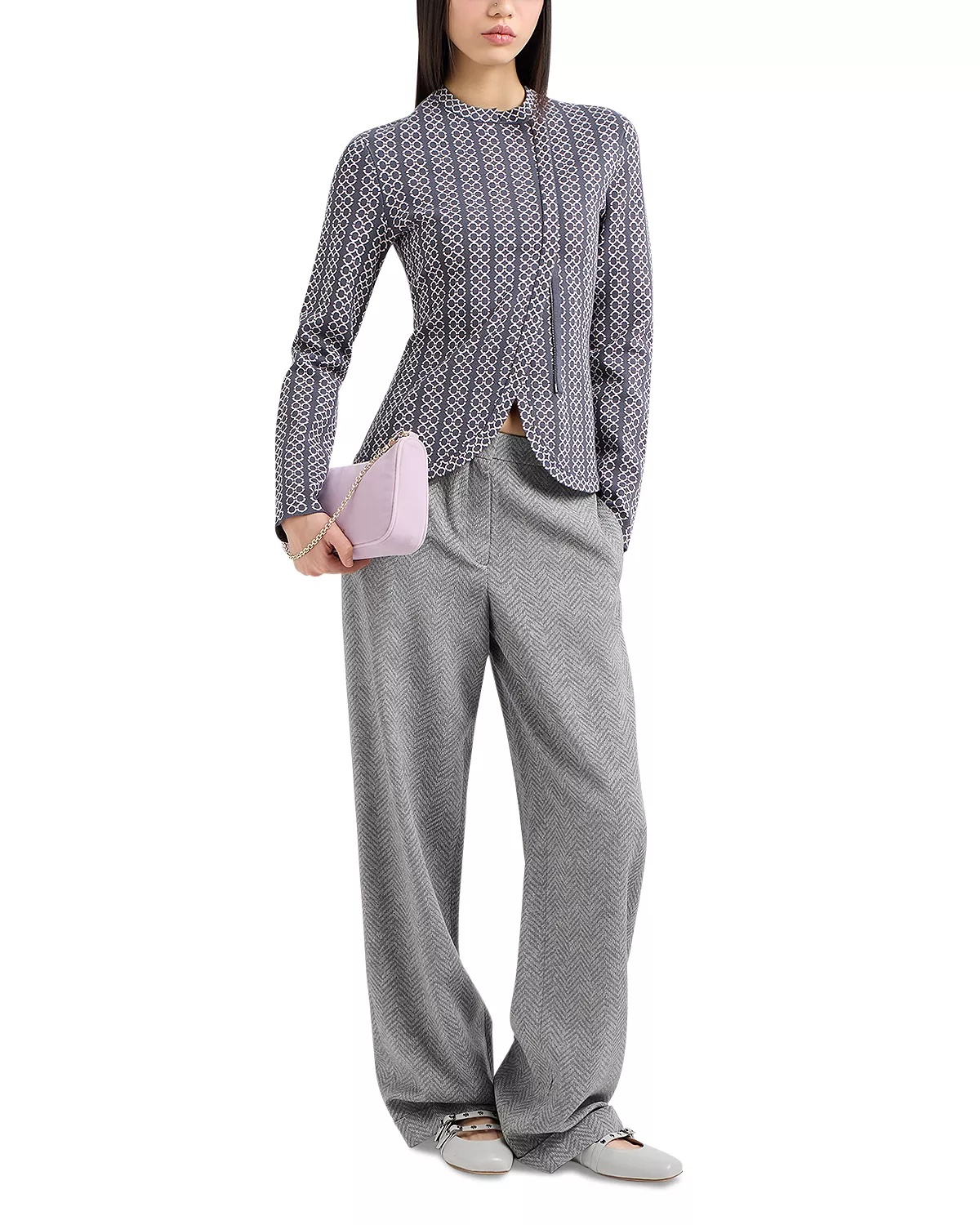 Two Tone Jacquard Collarless Jacket - 3