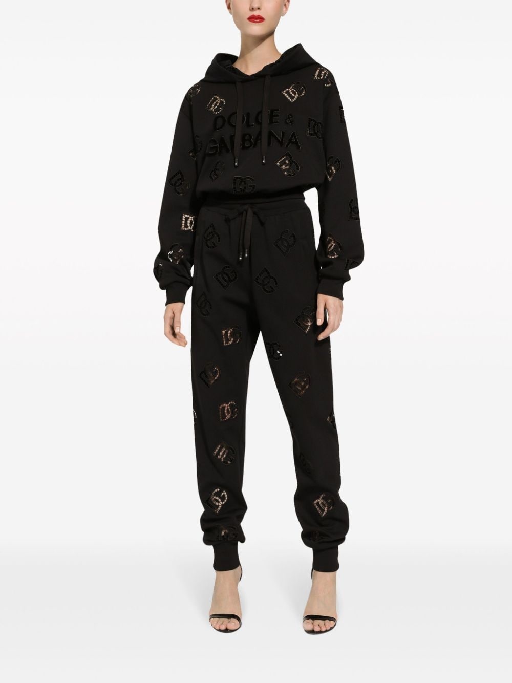 logo-perforated cotton-blend hoodie - 3