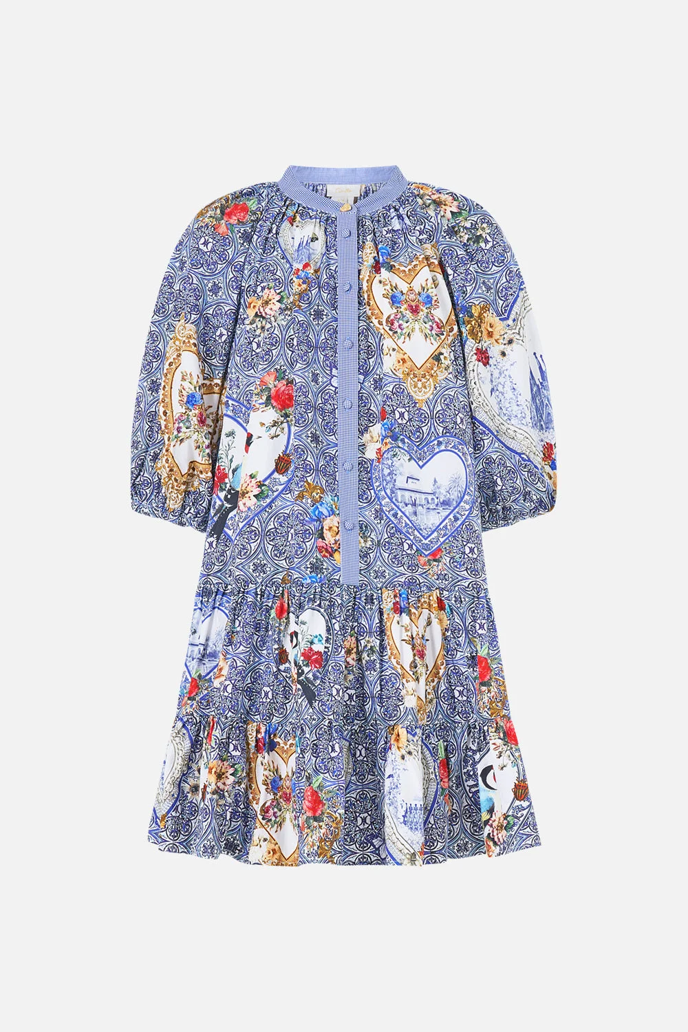 PUFF SLEEVE SHIRT DRESS - 1