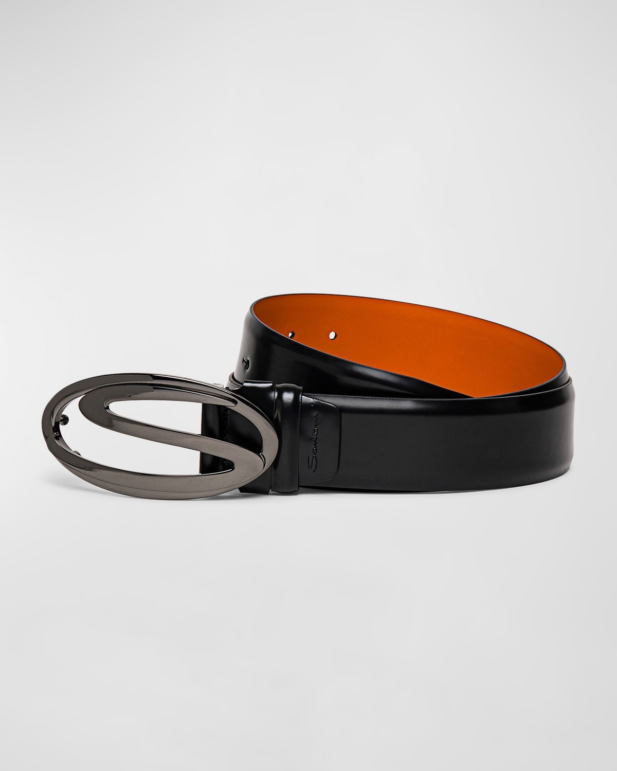 Men's Oval S-Logo Cuttable Leather Belt - 3