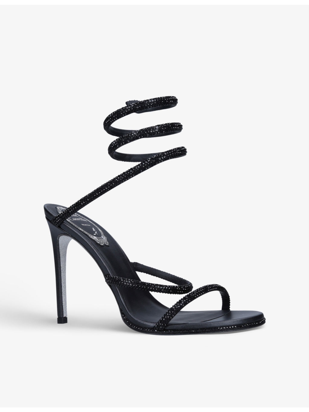 Cleo crystal-embellished leather heeled sandals - 3