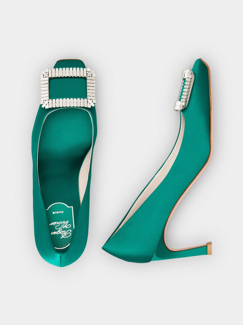 Trompette Crystal Buckle Pumps in Satin 4