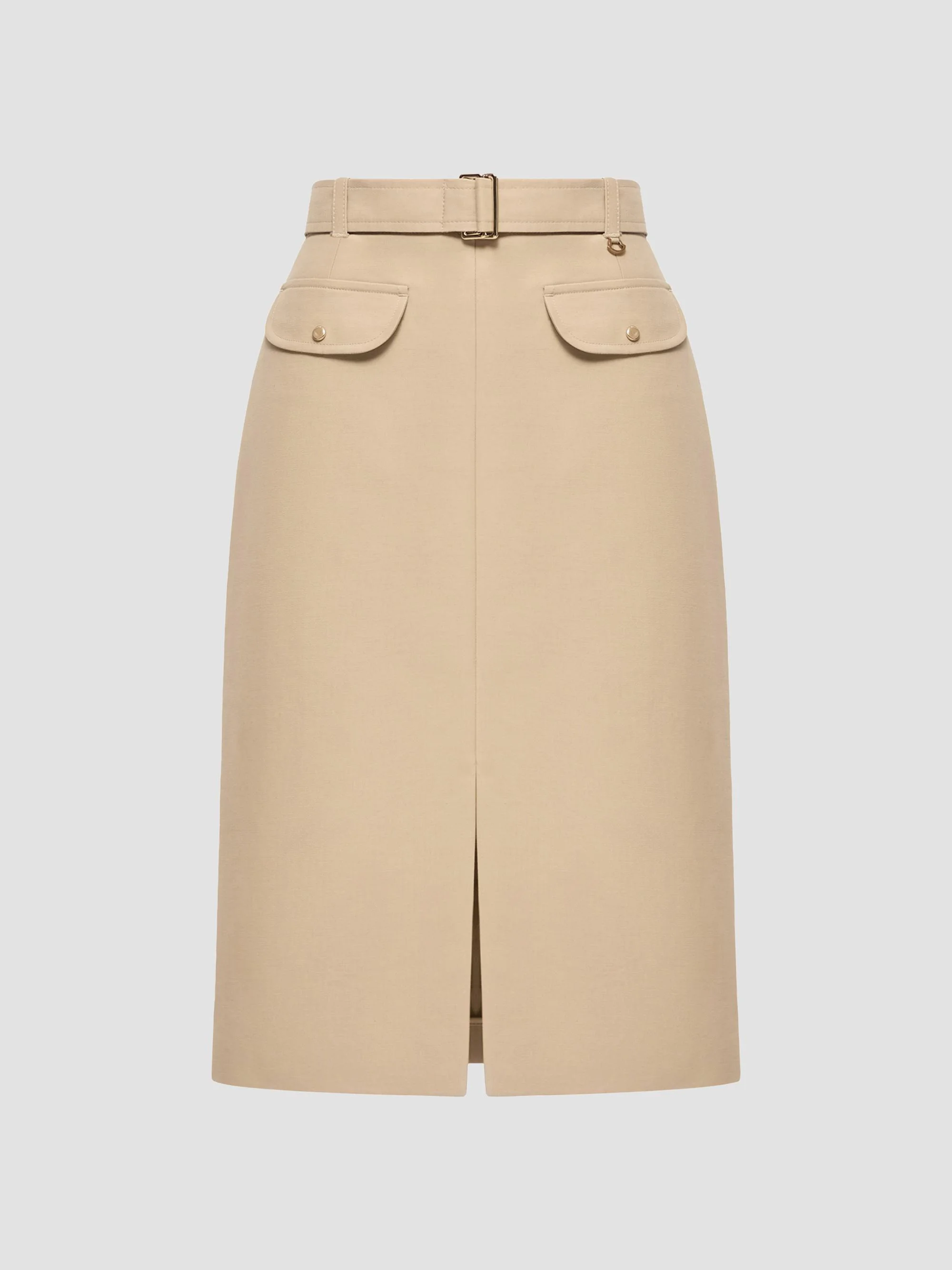 Women's Skirt in Cotton with Belt - Beige - 1