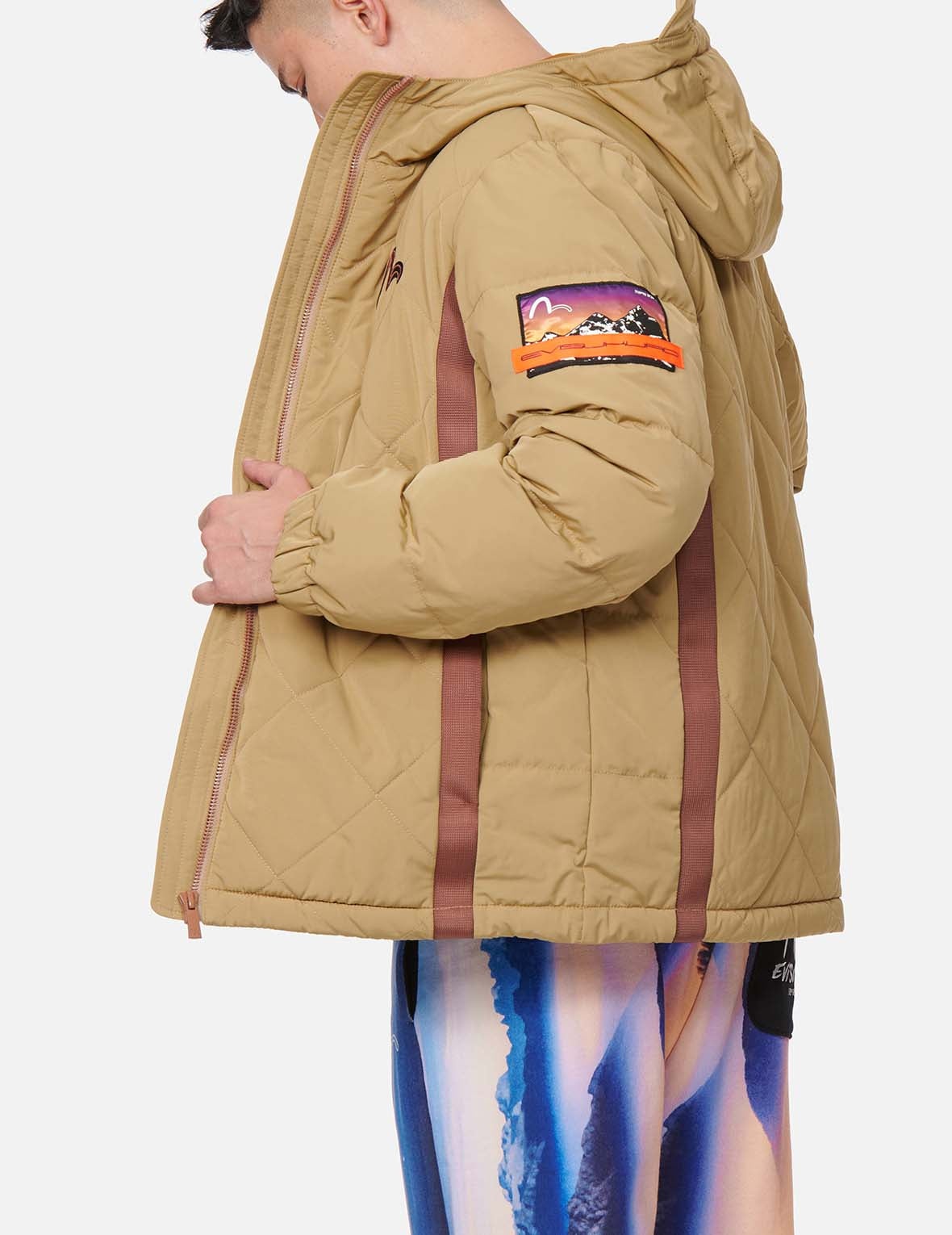 Contrast Webbing Strap Quilted Down Jacket - 9