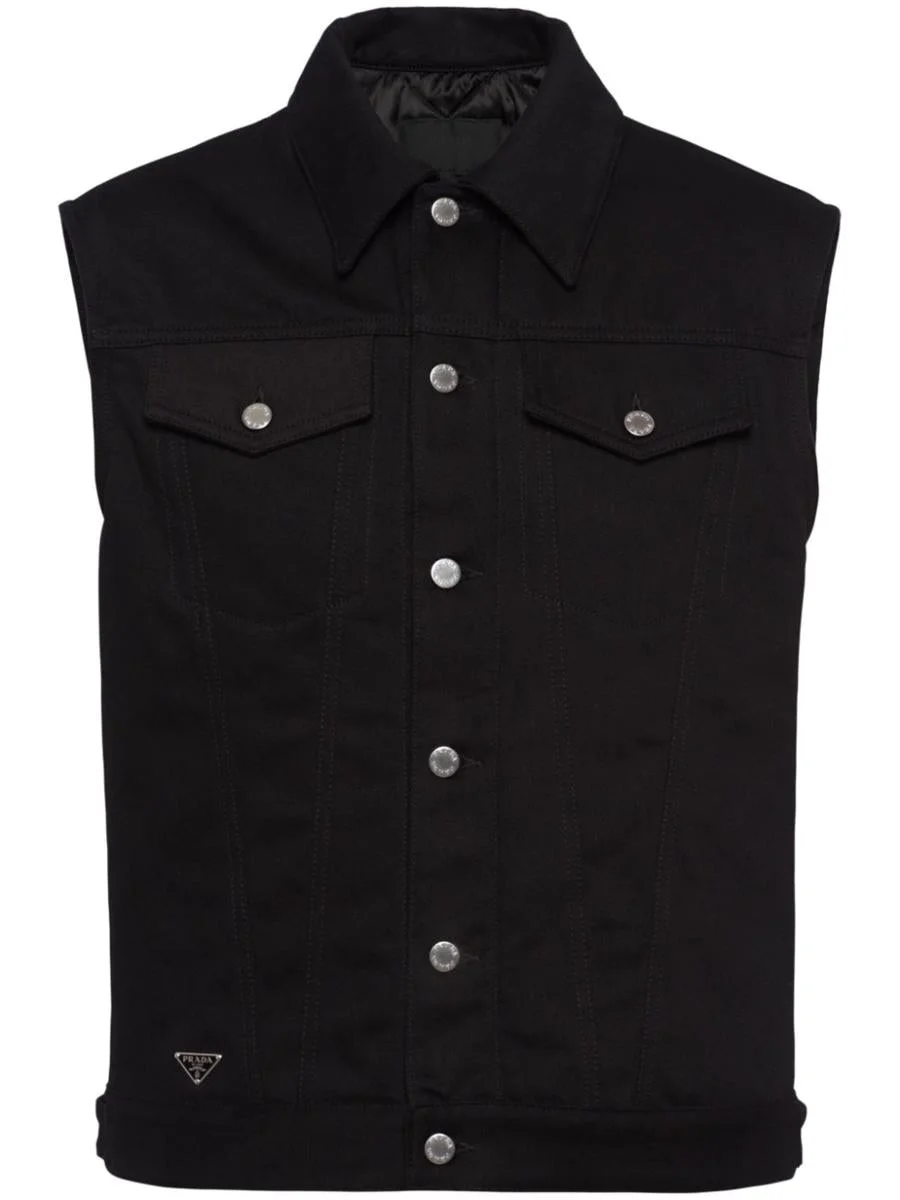 Prada Bull Button-Up Denim Gilet - 1