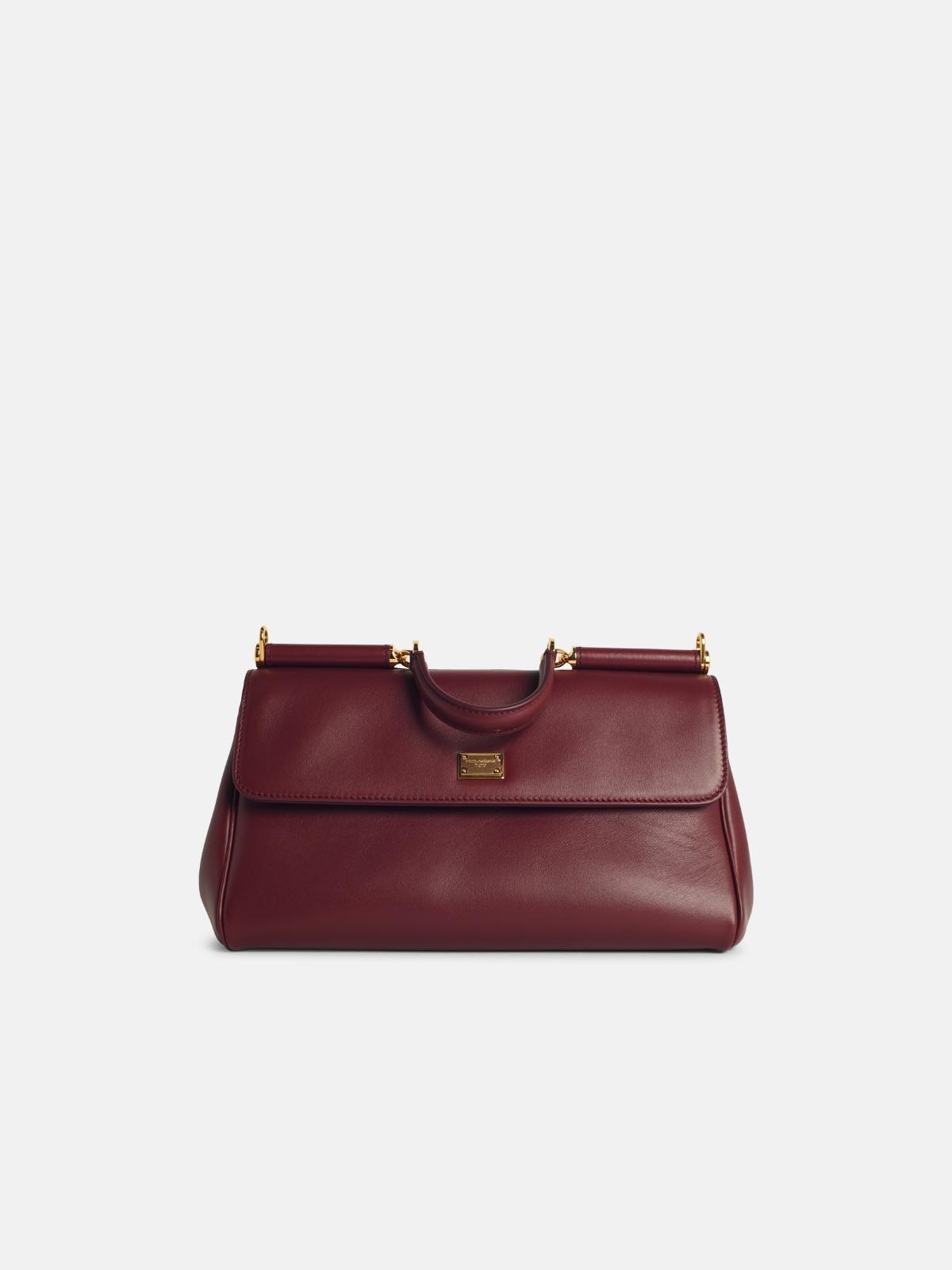 'MY SICILY' BURGUNDY 'PLONGÉ' CALF LEATHER HANDBAG - 1