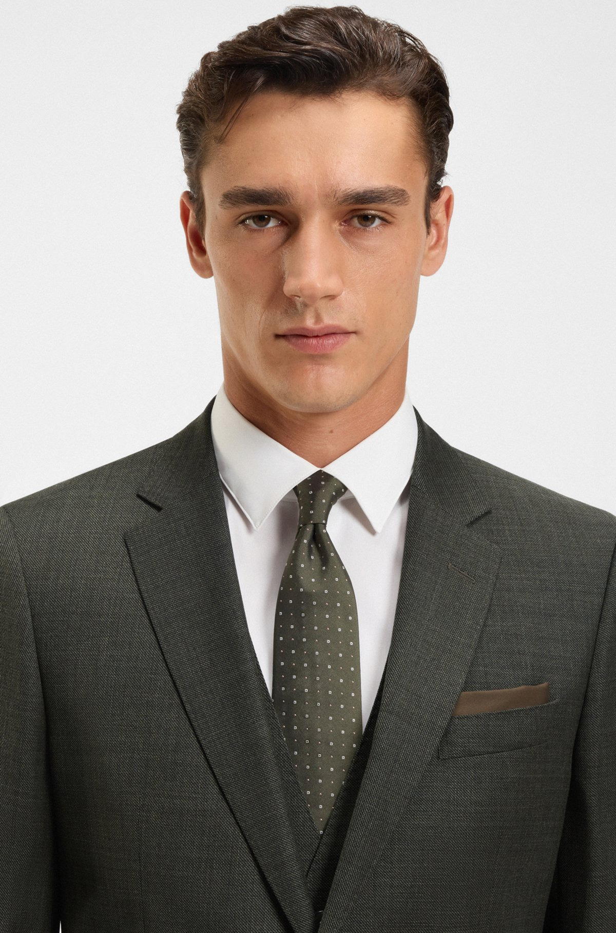 THREE-PIECE SLIM-FIT SUIT IN PATTERNED STRETCH WOOL - 4