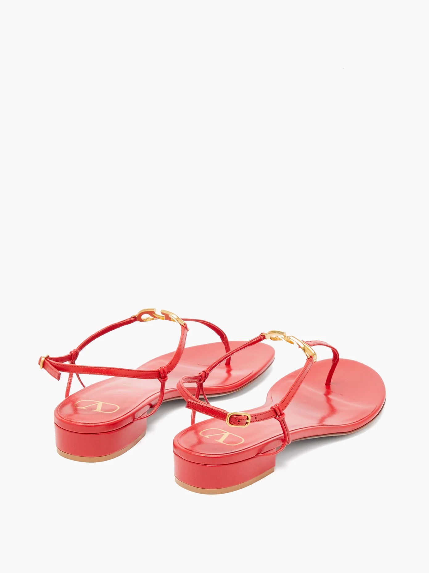 V-logo leather sandals - 4