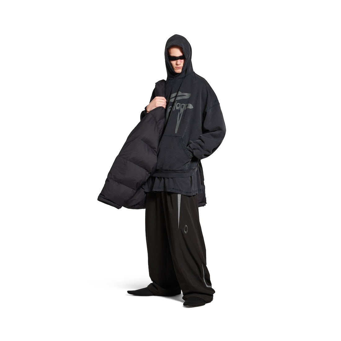 Men's 3b Liquified Hoodie Large Fit in Black/grey - 2