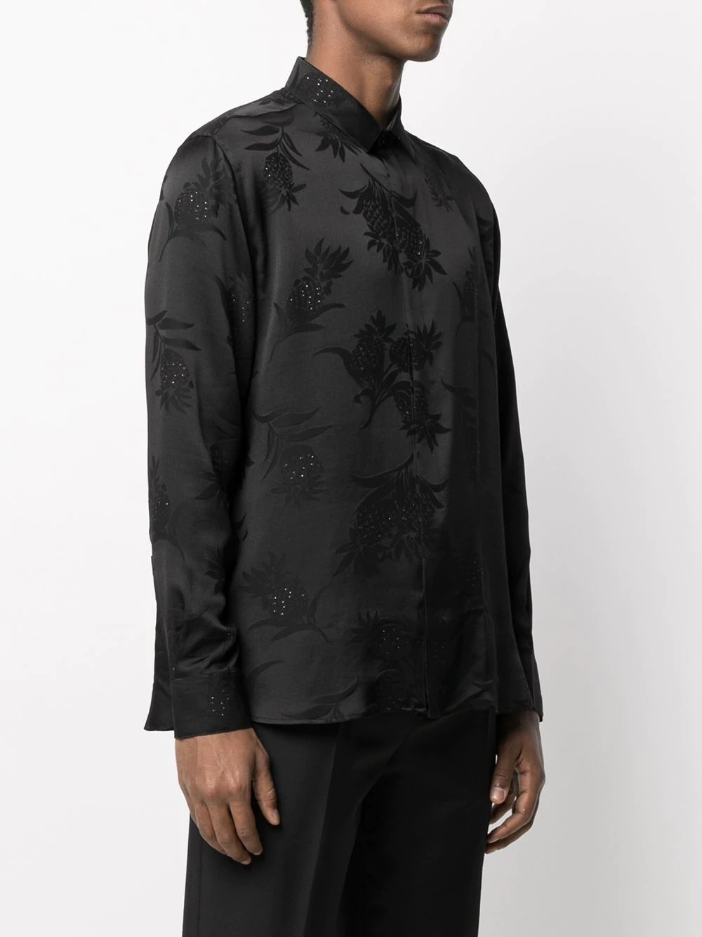 botanical-print metallic shirt - 3