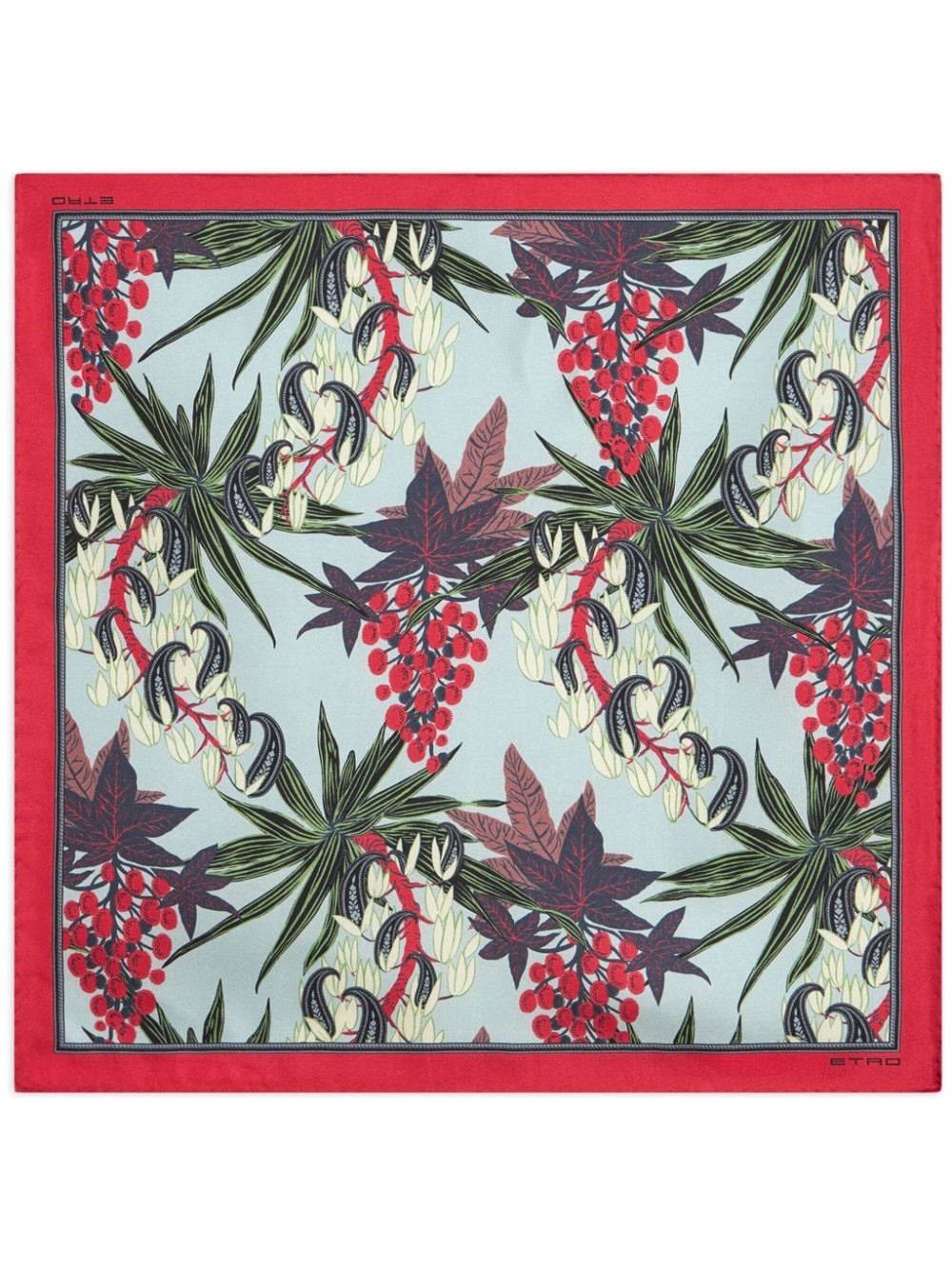 floral-print silk pocket square - 1