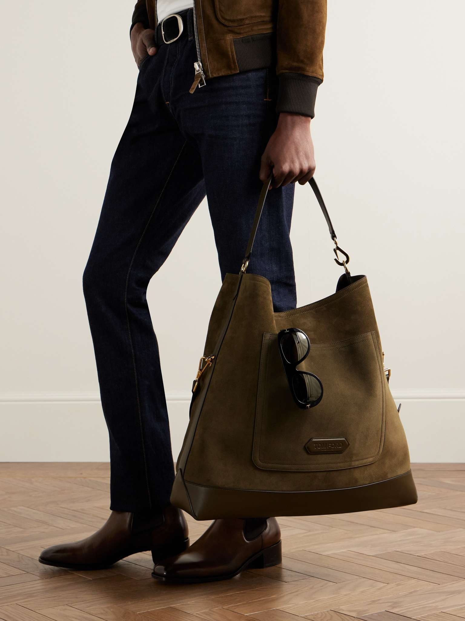 Leather-Trimmed Suede Tote Bag - 2