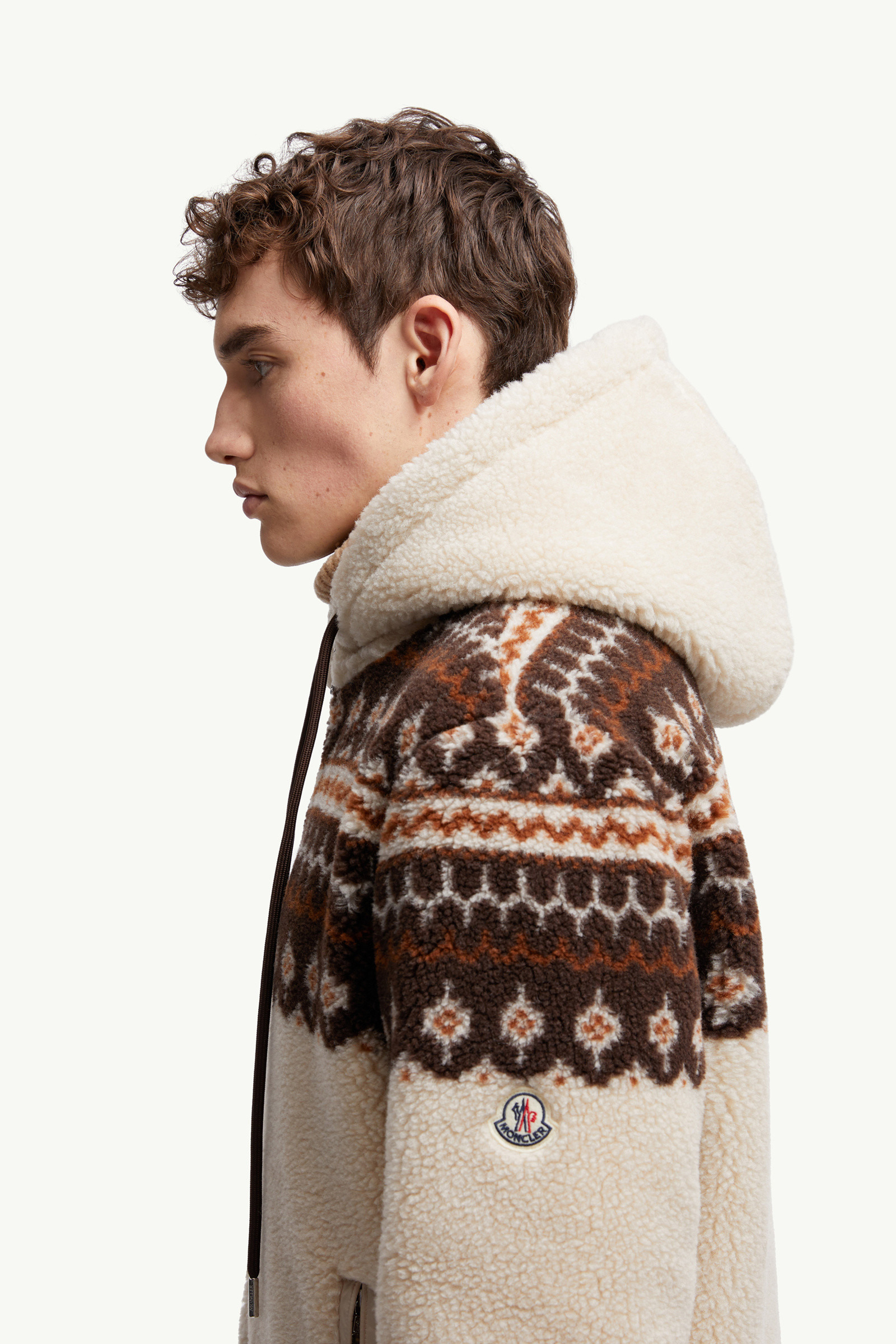 Geometric Jacquard Wool Blend Hoodie - 4