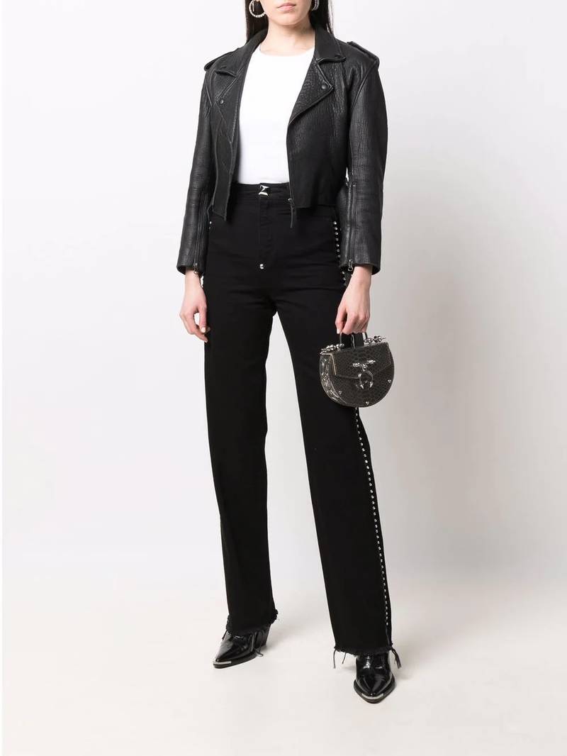 PHILIPP PLEIN crystal-embellished wide jeans outlook