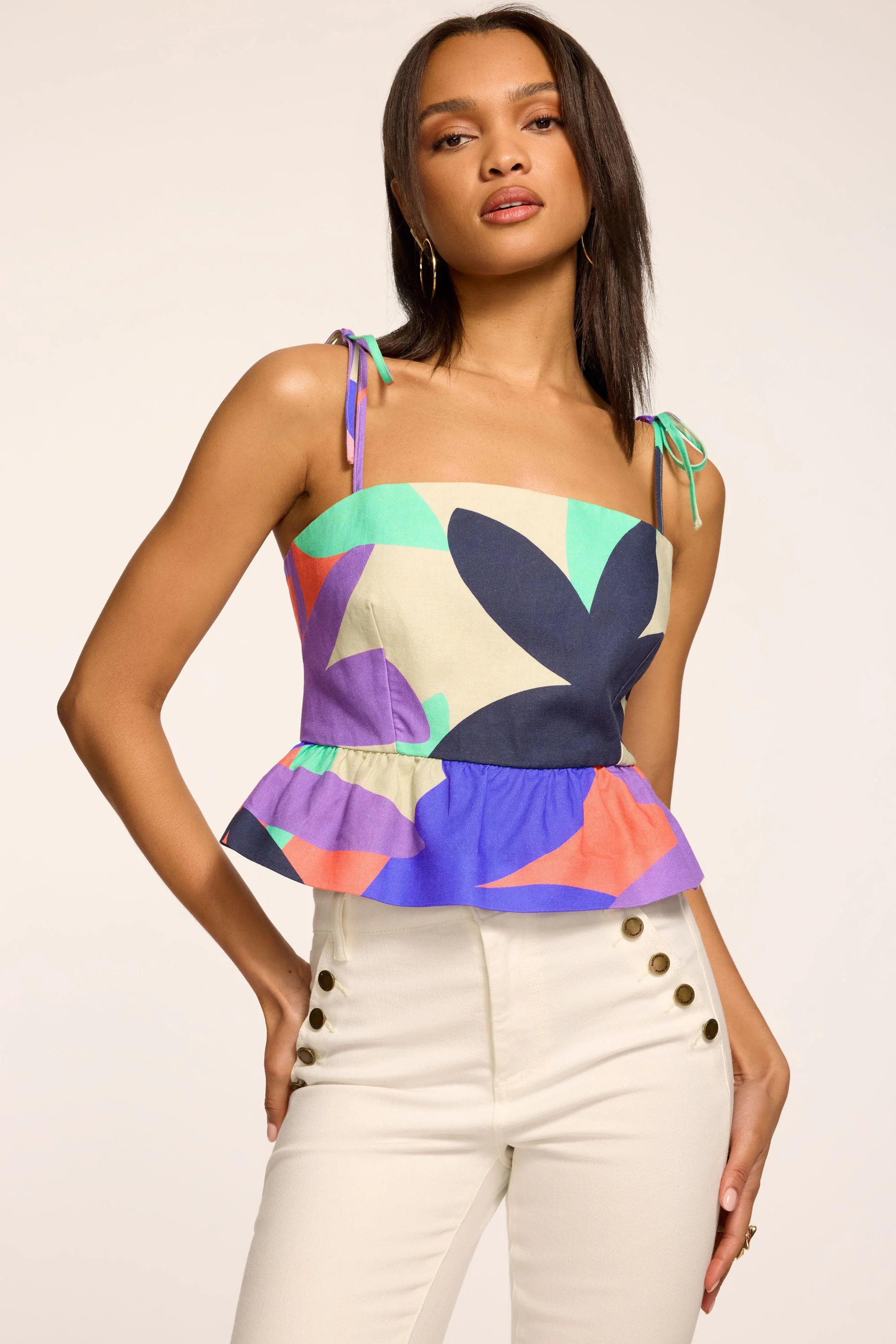 Elisa Printed Linen Tank Top - 1
