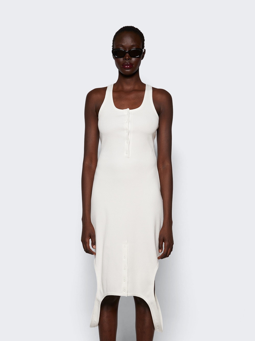 Reversed Rib Knit Long Dress Heritage White - 3