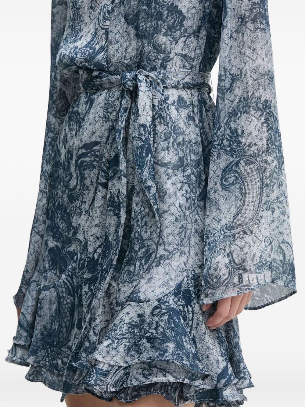 ruffled graphic-print mini dress - 4