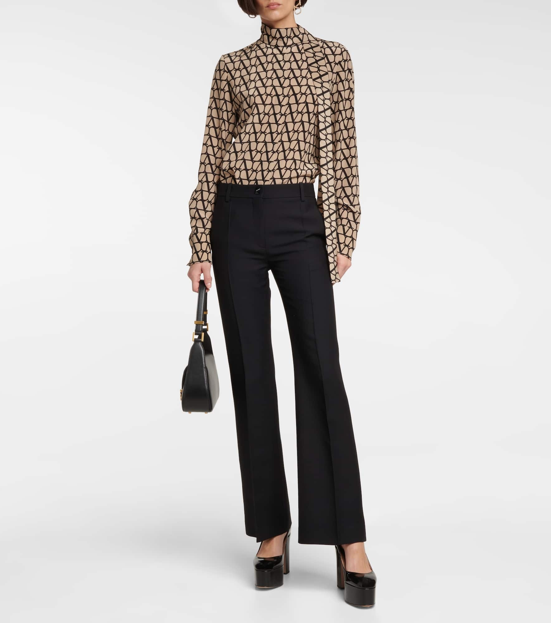 High-rise wool and silk pants - 2