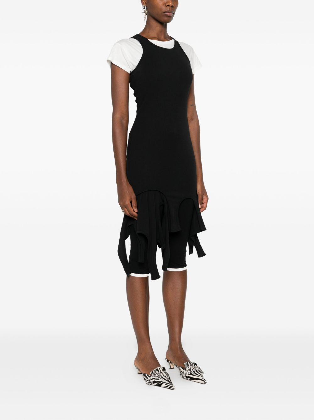 frayed racer-neck mini dress - 3