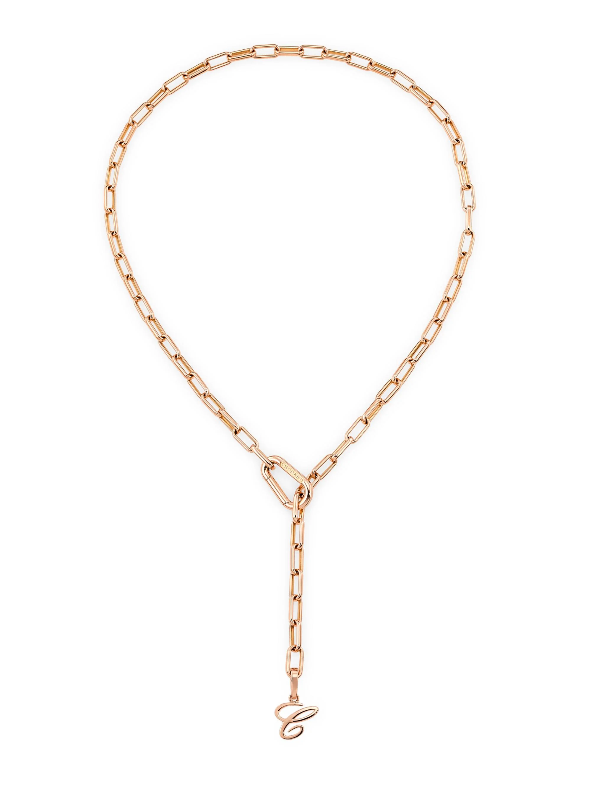 Women's Les Chaines 18K Rose Gold Paper Clip Chain Lariat Necklace - Rose Gold - 1