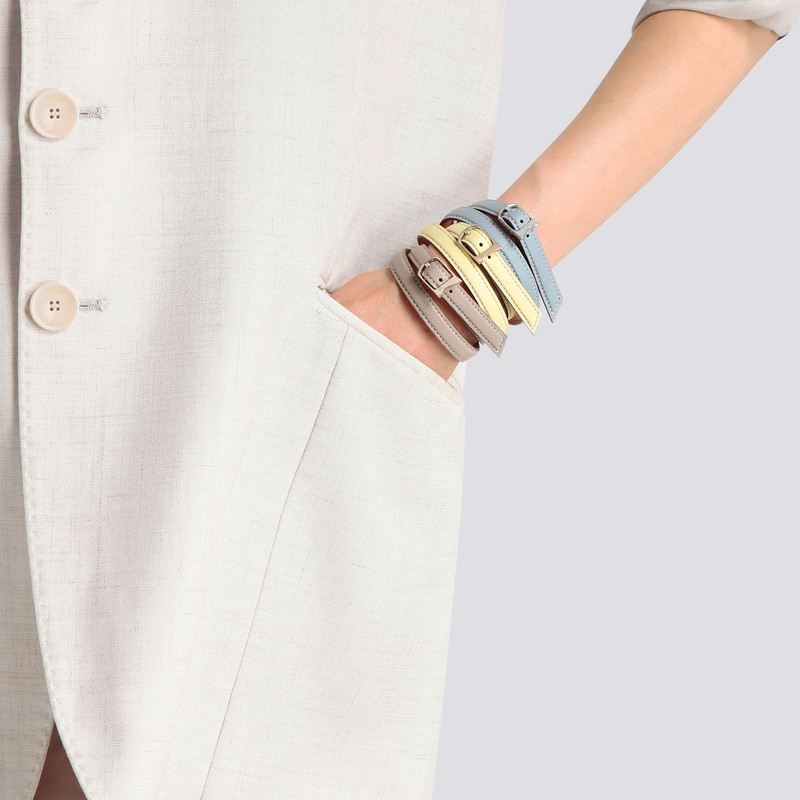 Santoni Light blue tumbled leather bracelet outlook