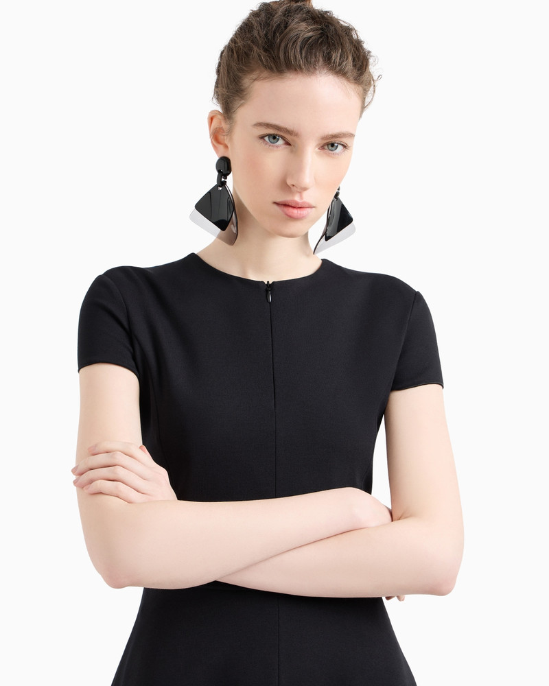 EMPORIO ARMANI SHORT-SLEEVED DRESS IN MILANO-STITCH FABRIC outlook