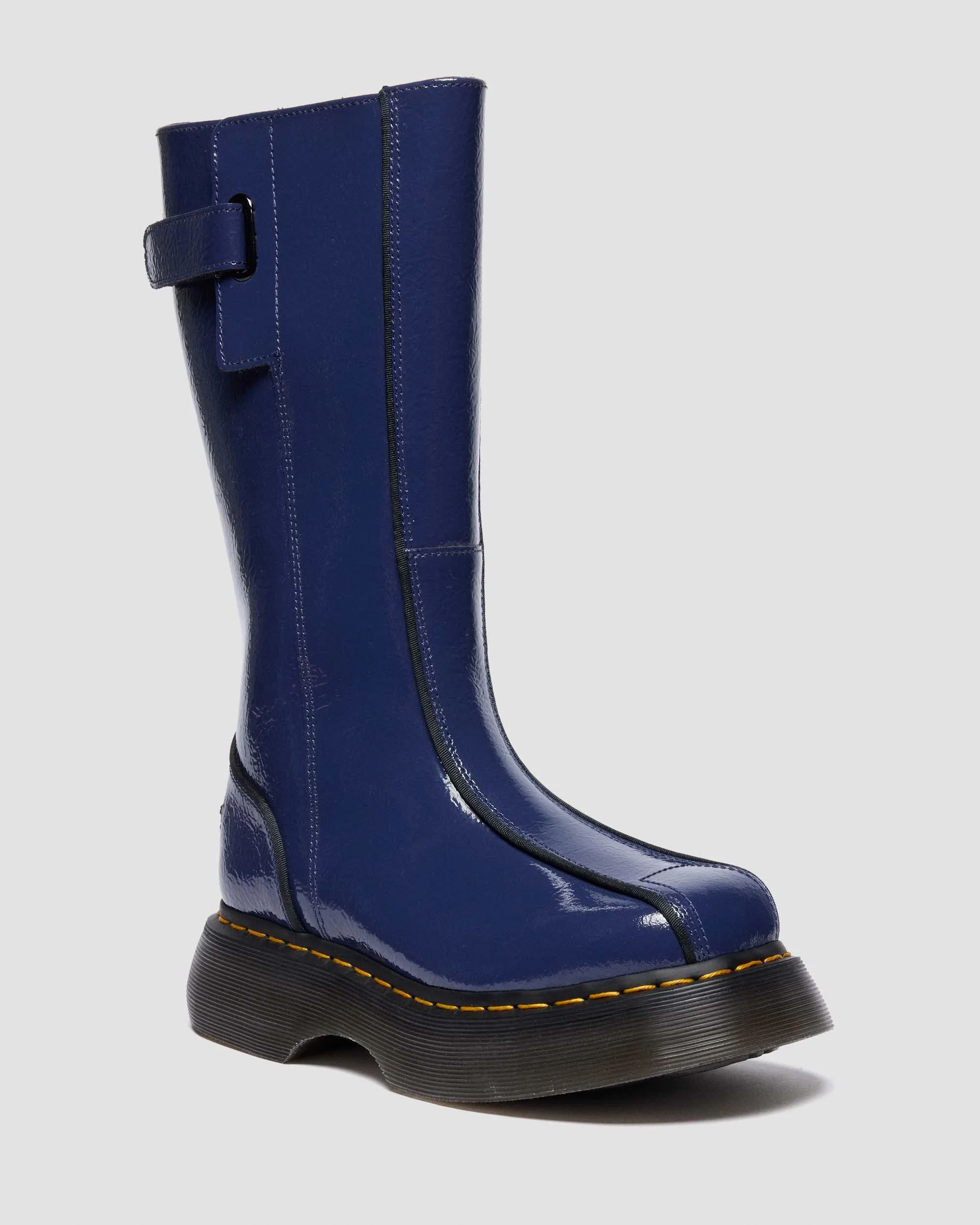 BUZZ HI Tall Distressed Patent Leather Boots - 1