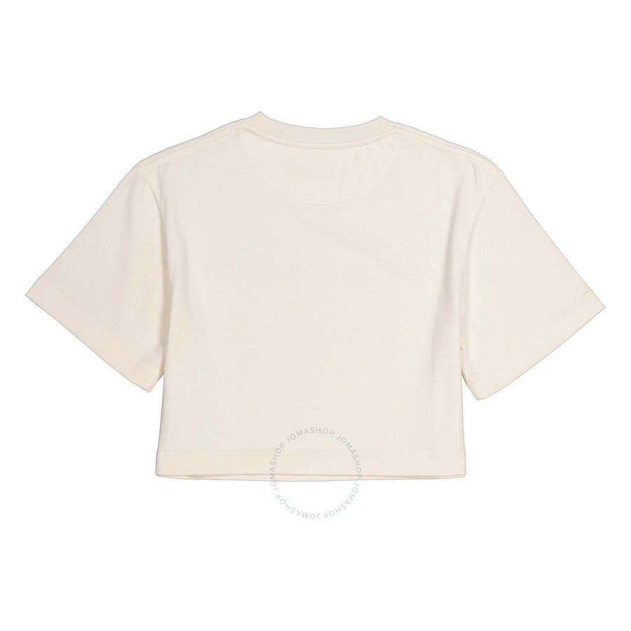 Rabanne Ladies Nude Logo-Embroidered Cropped T-Shirt - 2