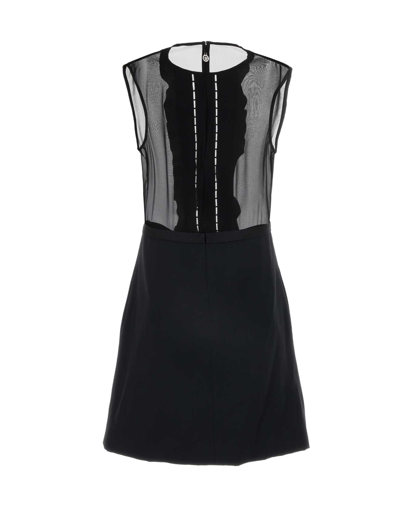 Black Georgette Mini Dress - 2